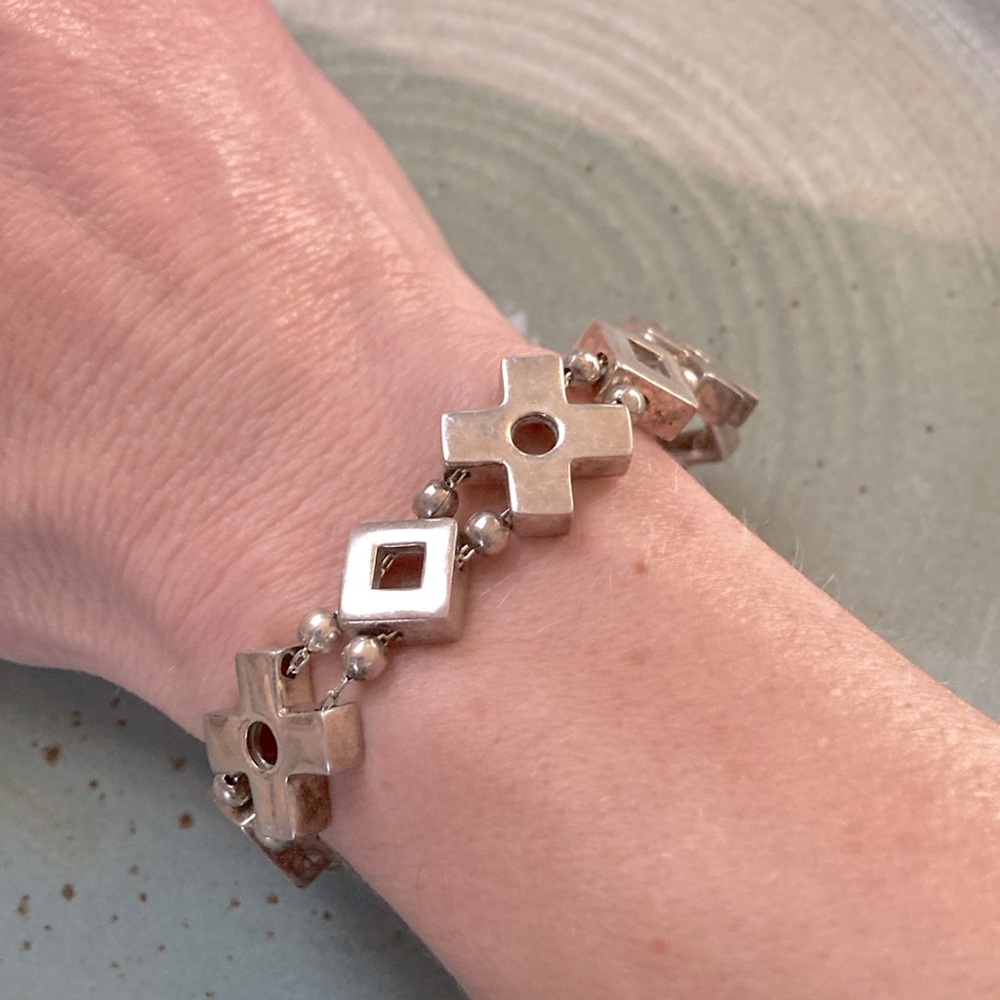 Sterling X And O Large Letter Chain Bracelet 36.8 G Gem